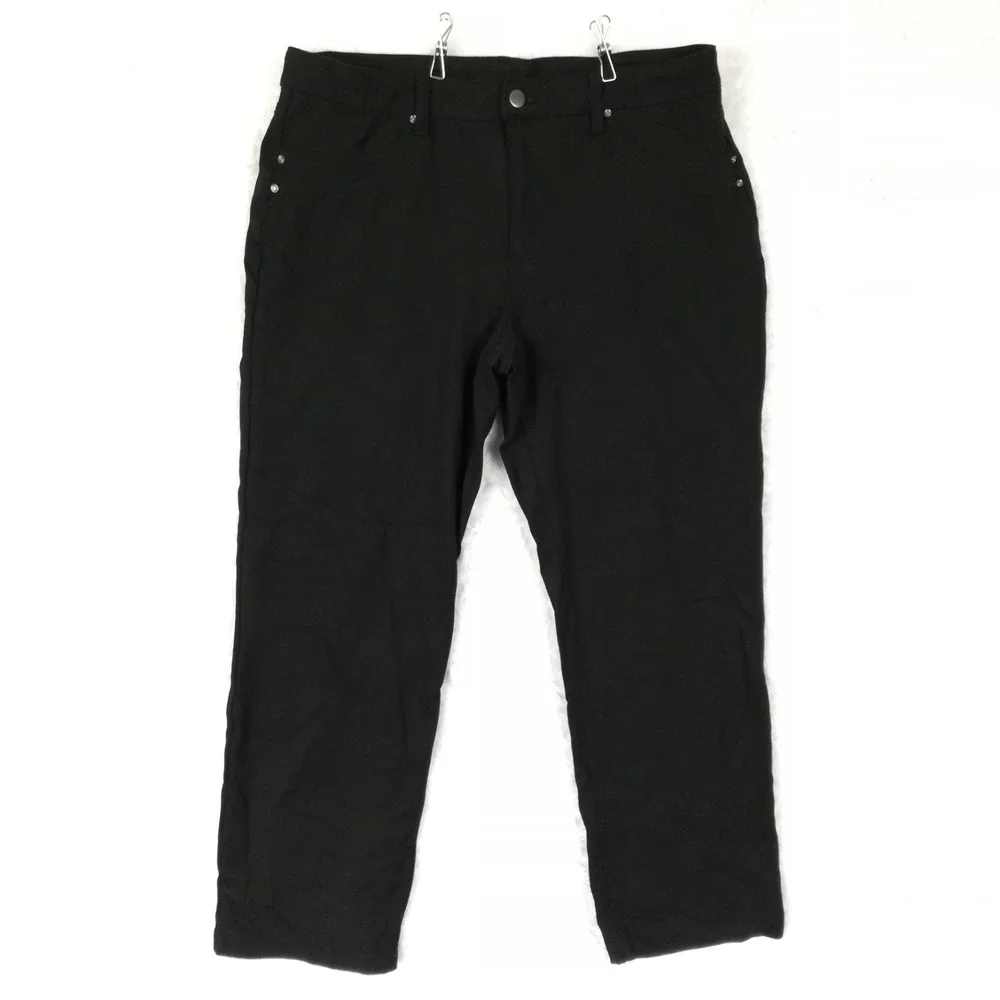 Time And Tru Womens Pants Stretch Ankle Black Mid Rise Straight Leg 16